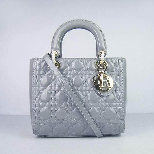 Christian Dior 1887 Patent Leather Shoulder Bag-Gray